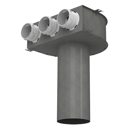 Deckenmontierte Verteilerbox aus Metall für Dalap Flexitech-Rohre Ø 63 mm, 3 Flansche