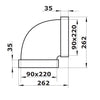 PVC Flachkanalwinkel 90° horizontal, 220x90 mm