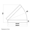 PS Flachkanalwinkel horizontal 45°, 204x60 mm