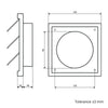 Weißes Lüftungsgitter Dalap GM 100 RFNW für die Fassade, selbstschließendes Gitter, 150x150 mm / Ø 100 mm