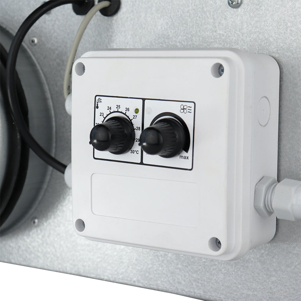 Schallgedämmter Radialrohrventilator mit Thermostat und Drehzahlregelung Ø 150 mm