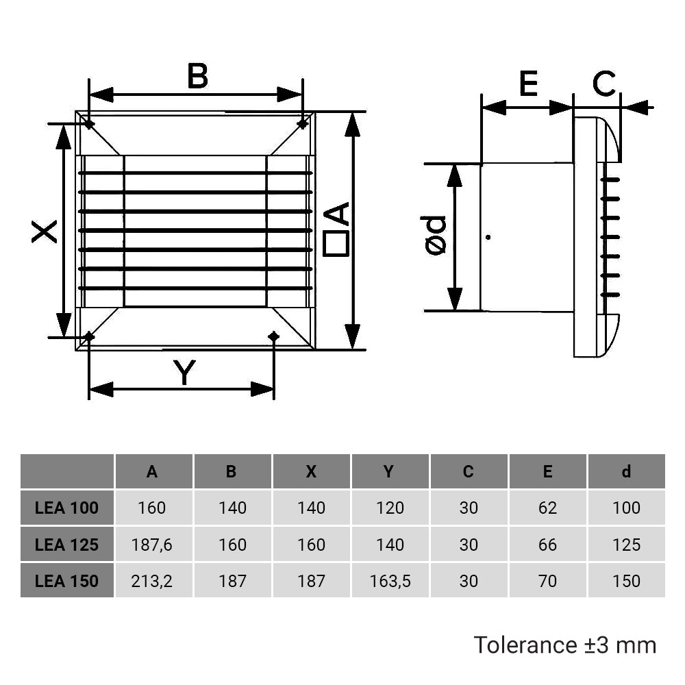 Badventilator Dalap 125 LEA mit automatischer Jalousie ohne Zusatzfunktionen, Ø 125 mm