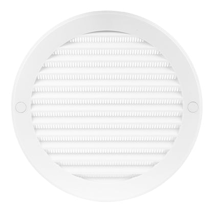 PVC-Rundes Lüftungsgitter mit Flansch und Insektenschutz Ø 100 mm, weiß