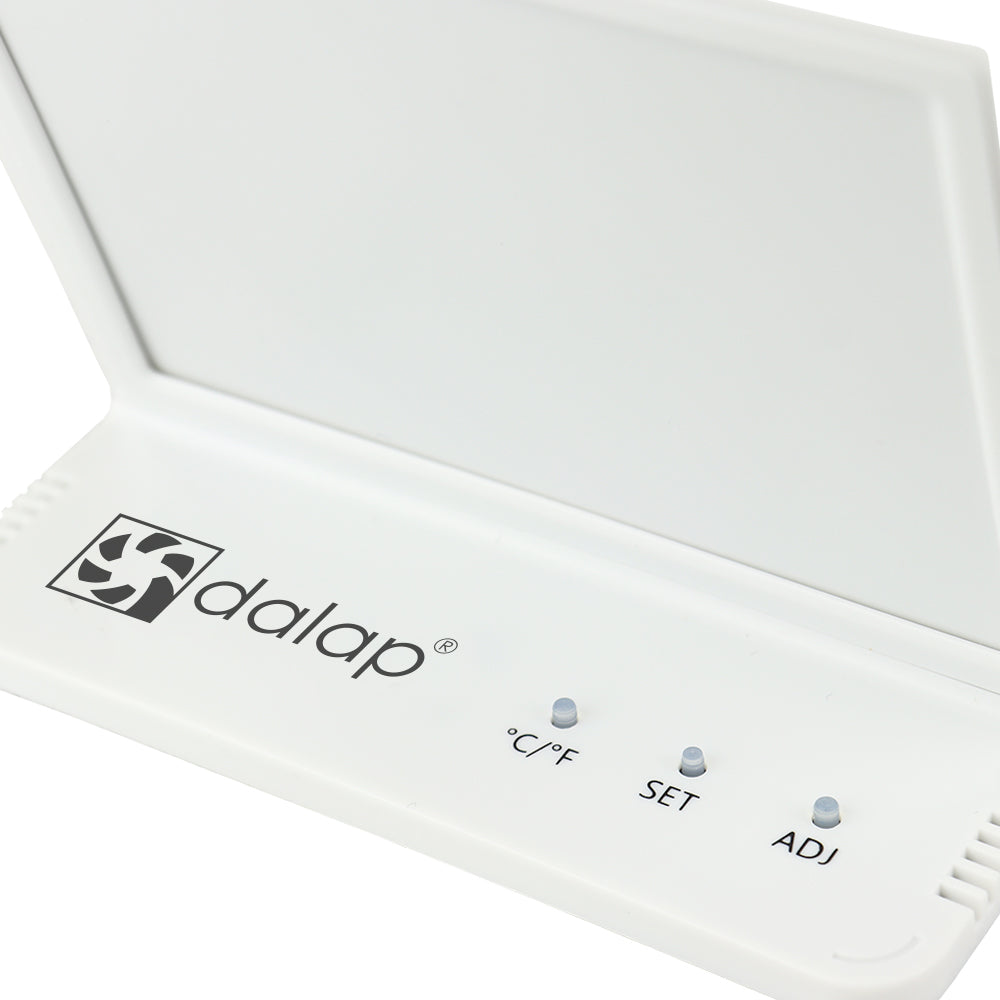 Digitaler LCD-Feuchtigkeitsmesser mit Thermometer und Uhr Dalap THM, weiß