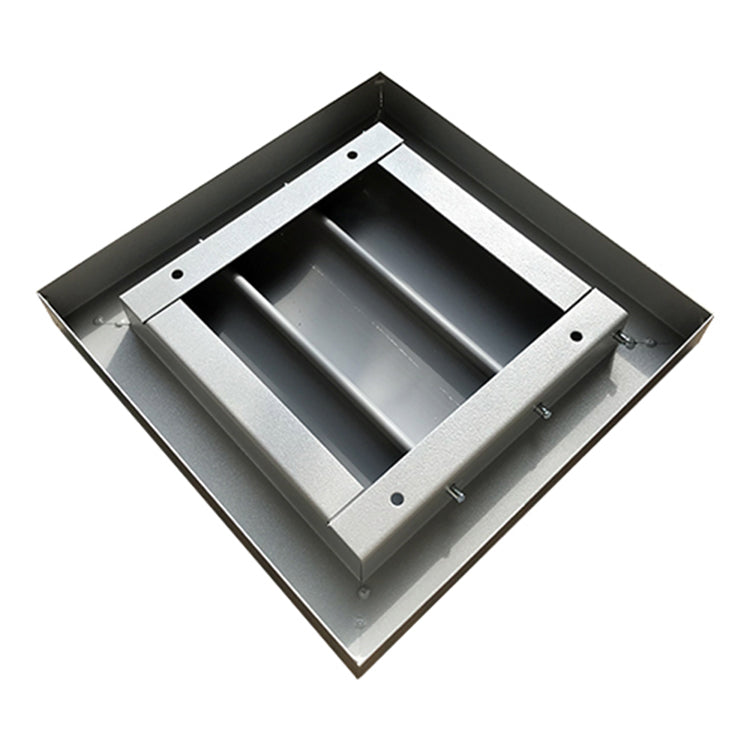 Lüftungsgitter aus Metall mit Kunststoff-Schwerkraftlamellen ohne Flansch 200x200 mm, grau