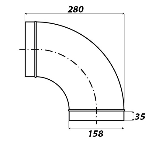 Metall Bogen 90° für Rundrohre Ø 160 mm