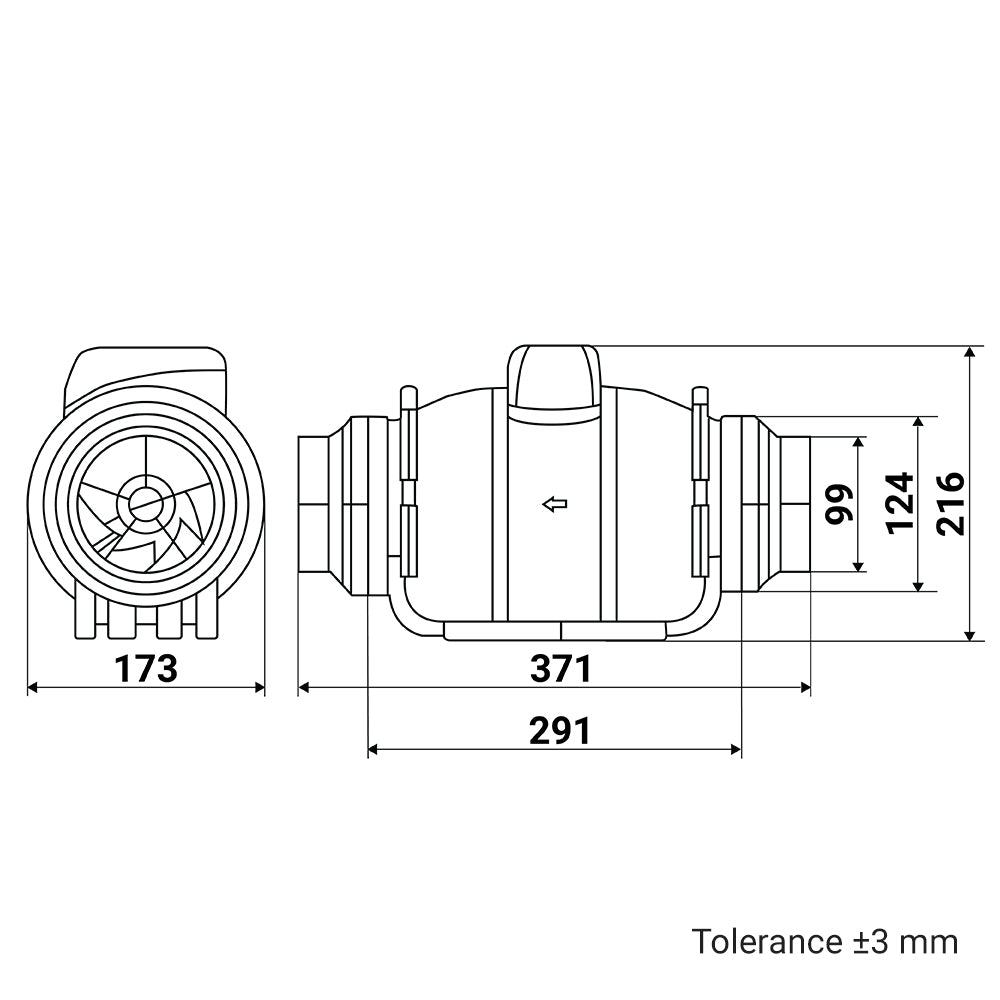 Rohrventilator Dalap CECYL 100/125 mit zwei Geschwindigkeiten, Ø 100/125 mm