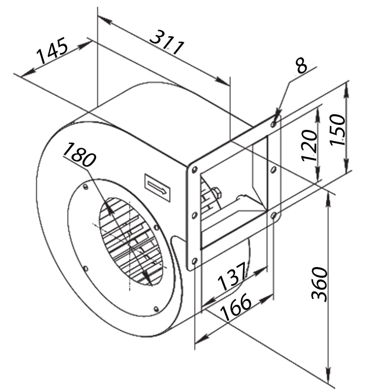 Industrie-Radialventilator Ø 180 mm, 800 m³/h