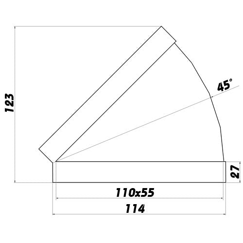 PVC Flachkanalwinkel 45° horizontal, 110x55 mm
