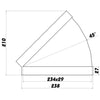 PVC Flachkanalwinkel 45° horizontal, ultraflach 234x29 mm