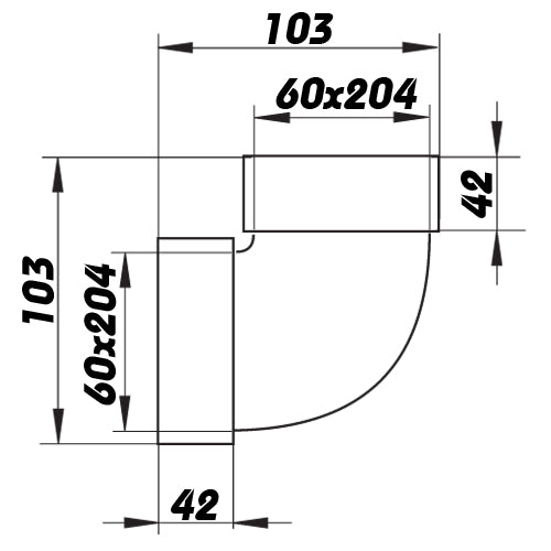 PVC Flachkanalwinkel 90° vertikal, 204x60 mm
