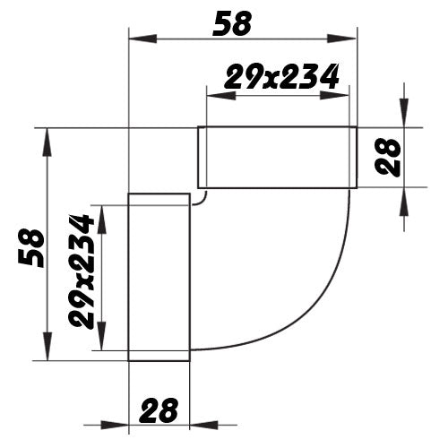 PVC Flachkanalwinkel 90° ultraflach, 234x29 mm