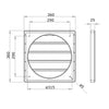 PVC Lüftungsgitter mit Flansch und selbstschließender Jalousie, 360x360 mm / ∅ 315 mm, grau