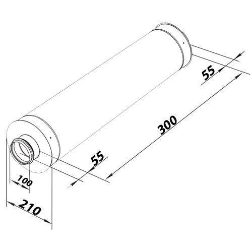 Rohr-Schalldämpfer Ø 100 mm, Länge 300 mm