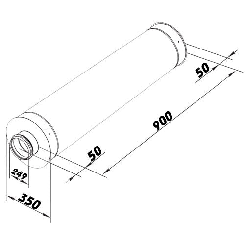 Rohr-Schalldämpfer Ø 250 mm, Länge 900 mm