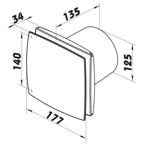 Badventilator mit Aluminium-Frontplatte und Zeitnachlauf Ø 125 mm, sparsam und leise